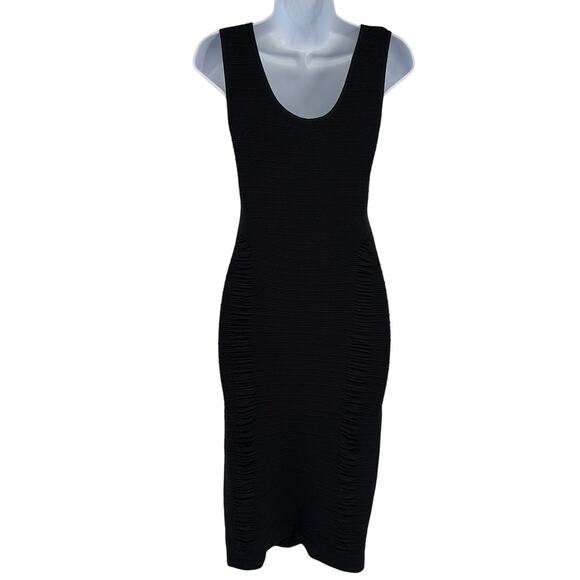 Aura Ruched Bodycon Dress Sz L/XL Ribbed Waffle Shapewar Club Minimalist Travel - Picture 5 of 8